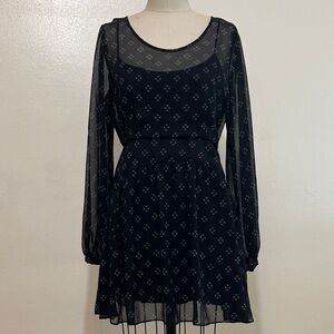Free People Black Sheer Long Sleeve Dress
